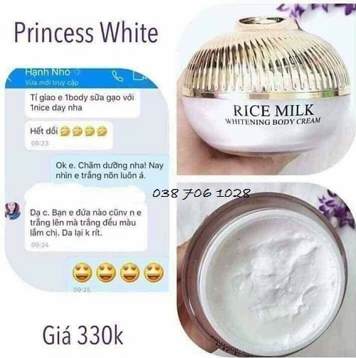 body sữa gạo princess white ở đà nẵng
